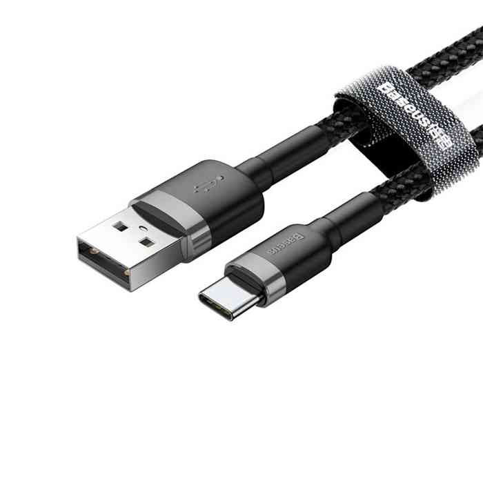 Baseus Cafule Cable Durable Nylon Braided Wire USB Type-C QC3.0 3A 1M black-grey CATKLF-BG1